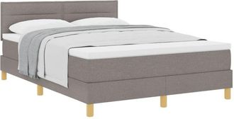vidaXL Box Spring Bed with Mattress Taupe 140 x 190 cm Fabric vidaXL