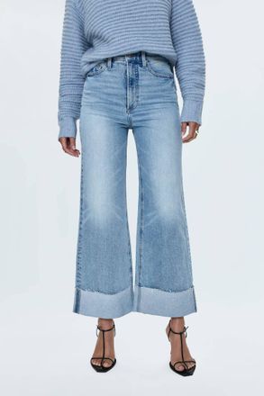 Pistola Denim Lana Crop Cuffed Wide Leg Jeans In Snowcat