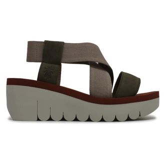 FLY London YABI922FLY Leather Womens Slingbacks Sandals - Military Beige Brick - Size:UK 5