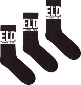 Diesel Three-pack of logo cuff socks - Socks - Man - Black