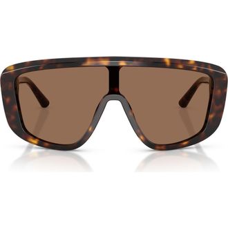 Dolce & Gabbana 128mm Rectangular Shield Sunglasses in Havana /Dark Brown at Nordstrom
