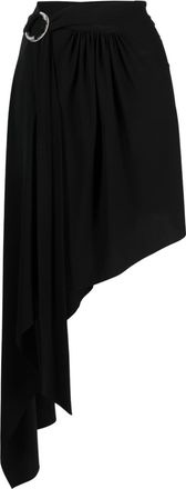 Alexandre Vauthier ring-detail belted asymmetric skirt - women - Spandex/Elastane/Brass/Viscose/glass - 36 - Black