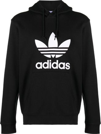 adidas logo-print cotton hoodie - men - Cotton - S - Black