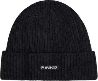 Pinko Bosnia Beanie - Dames - Hoeden - Zwart - ONE Size - Katoen - Accessoires