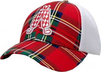 Royal & Awesome Stewart Tartan Red Plaid Golf Cap, Mens Baseball Hat for Golf, Stylish and Comfortable Design, One Size