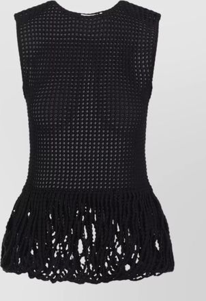 Alaia peplum tank top crochet fringe hem