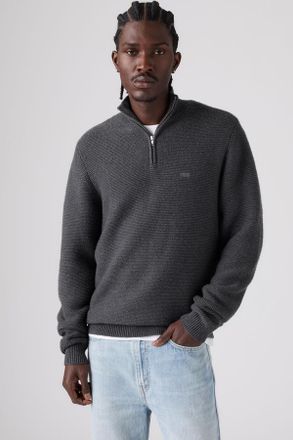Levi's Housemark Quarter Zip Sweater - Hombre - 2XL - Negro / Obscidian Heather