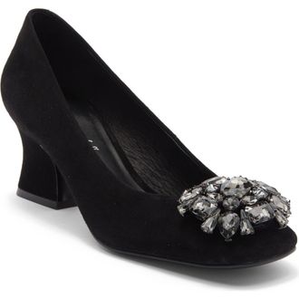 Jeffrey Campbell Panem Crystal Embellished Pump in Black Suede Pewter at Nordstrom Rack, Size 5