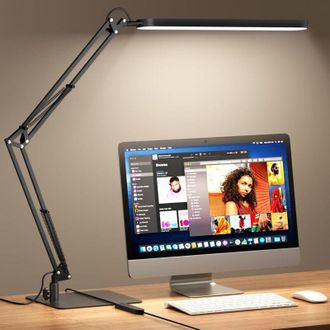 OEM L&aacute;mpara De Escritorio Ajustable Con Brazo Articulado, Base Ultrafina, Temporizador Y Funci&oacute;n De Memoria, 1300 L&uacute;menes, 12 W, Negra - Ulisem