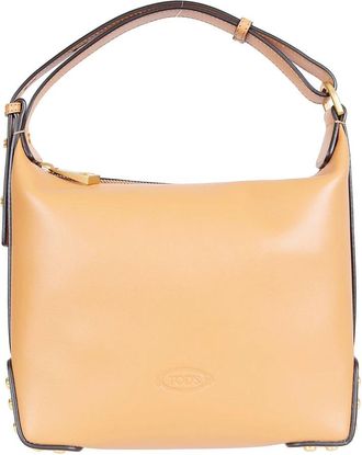 Tod's Metal Dots Mini Schoudertas - Dames - Schoudertassen - Beige - ONE Size - Leer - Tassen