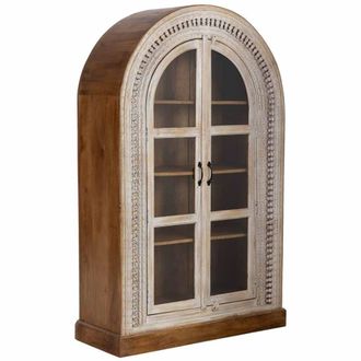 Wanderlust Deco Vitrina de madera artesanal blanca 112x41x181h cm