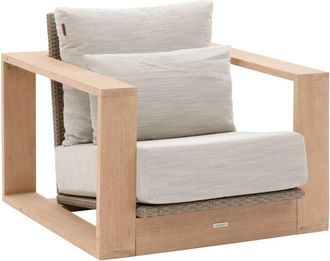 Hesperide Hesperide - Sillón de jardín Loevo eucalipto y resina tejida beige - Hespéride