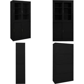 vidaXL Armadio per Ufficio Anta Scorrevole Nero 90x40x180 cm Acciaio - Armadio scorrevole - Armadio anta scorrevole
