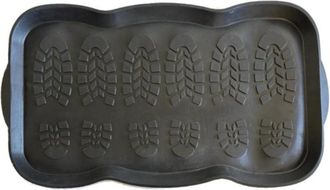 Imports Decor Heavy Duty Rubber Boot Tray with Shoe Print Design - Waterproof Floor Mat for Entryway, Mudroom & Outdoor Use