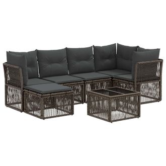 vidaXL Conjunto De Sof&aacute;s De Jard&iacute;n 7 Pcs Gris Rat&aacute;n Sint&eacute;tico Vidaxl
