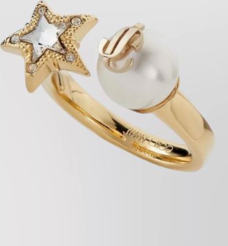 Jimmy Choo London crystal-embellished pearl ring