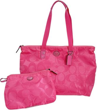 Coach Signature Line Pouch Tote Bag (Pre-Owned)