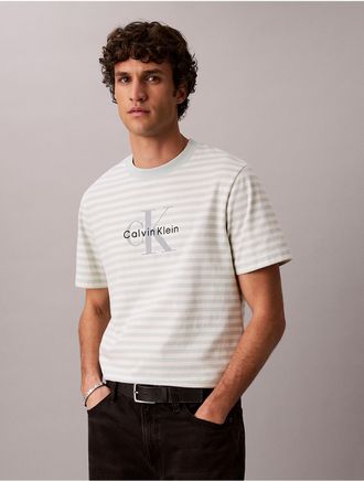 Calvin Klein Jeans Calvin Klein Mens Monogram Stripe Relaxed T-Shirt - Green - 2XL