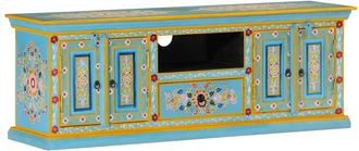 vidaXL Mueble De Tv Madera Maciza De Mango Azul 110x30x40 Cm Vidaxl