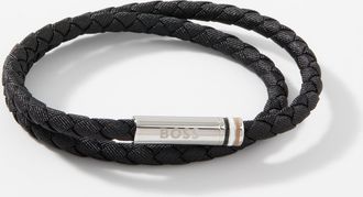 BOSS Mens Braided double-wrap bracelet