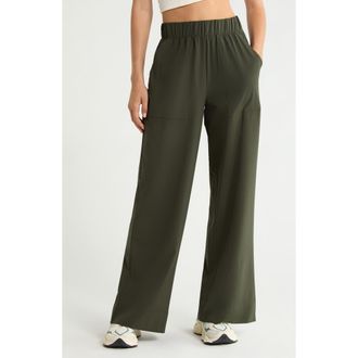 Beyond Yoga Wide Leg Utility Pants in Olive Ink at Nordstrom, Size X-Large