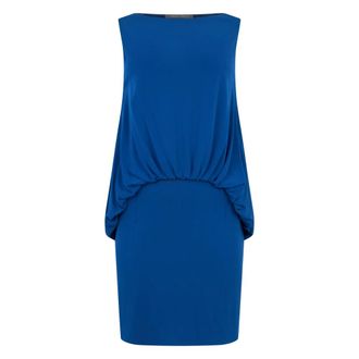 Alberta Ferretti Short Dress with Gathered Waist - female - Alberta Ferretti - Short Dresses - Blue - S - Dresses