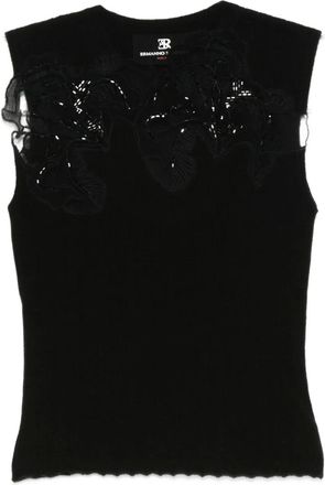 Ermanno Scervino Blusa smanicata con decorazione - Nero