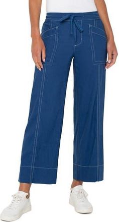 Liverpool L.A. Drawstring Wide Leg Pants in Goddess Blue at Nordstrom Rack, Size X-Small