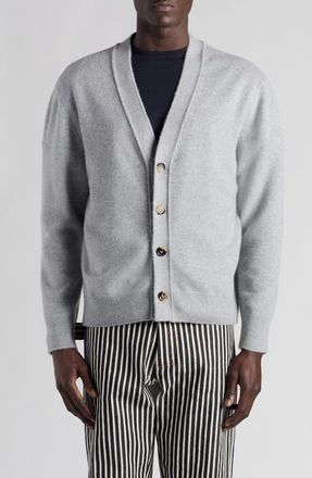Bottega Veneta Intrecciato Patch Cashmere Blend Cardigan in Light Grey Melange at Nordstrom, Size Medium