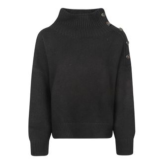Yves Salomon Maglione a collo alto con bottoni - - Knitwear - Donna - Nero - M