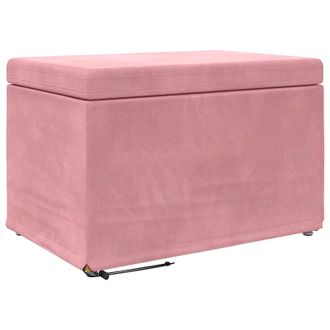 vidaXL Pouf Rosa 61 X 41 X 40 Cm Velluto E Legno Ingegnerizzato Vidaxl