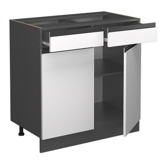 Vicco Mobiletto base per cucina R-Line, Bianco, 80 cm Forma a j, senza piano di lavoro Vicco