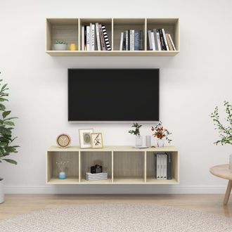 vidaXL Vidaxl - Muebles De Sal&oacute;n De Pared 2 Uds Madera Ingenier&iacute;a Roble Sonoma