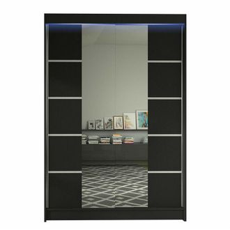 Mirjan24 Mobilier1 - Armario Closico 151, Negro, 200x120x58cm, Puertas De Armario: Correderas, N&uacute;mero De Estantes: 0, Led