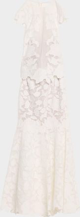 SIMKHAI Eloisa Floral-Embroidered Mesh Mermaid Gown