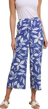 M&Co Womens Leaf Printed Crepe Culottes - Womens Blue
