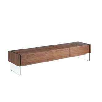 Angel Cerd&aacute; Walnut TV Stand with Tempered Glass Legs & 3 in Brown