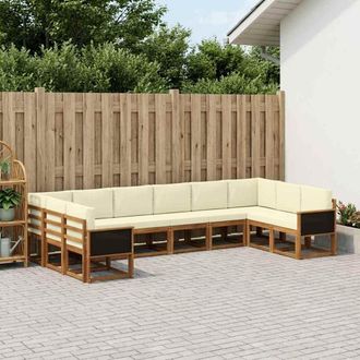 vidaXL Vidaxl Set Di Divani Da Esterno 10 Pz Naturale E Crema