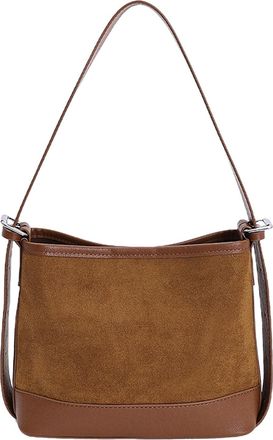 Generic Kexpery PU Bucket Bag for Women Girls Zipper Shoulder Bag Adjustable Shoulder Strap Patchwork Bag for Shopping Outings