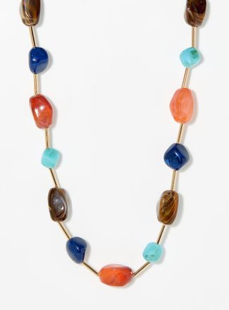 Simons Womens Large colourful stone stations necklace
