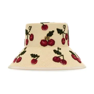 Valentino Garavani Hats, unisex, Multicolor, Size: S Embroidered Straw Cherryfic Hat