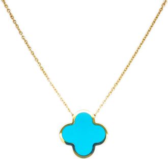 Italian Gold, Inc 14K Yellow Gold Clover Necklace - Turquoise