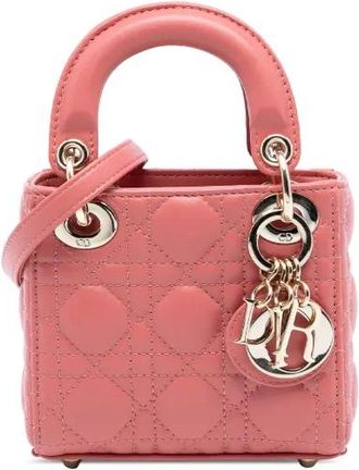 Dior 2022 Micro Lambskin Cannage Lady Dior satchel - Rosa