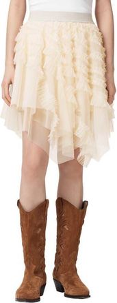 AllSaints Jayde Handkerchief Hem Tulle Skirt in Tofu White at Nordstrom, Size 10 Us