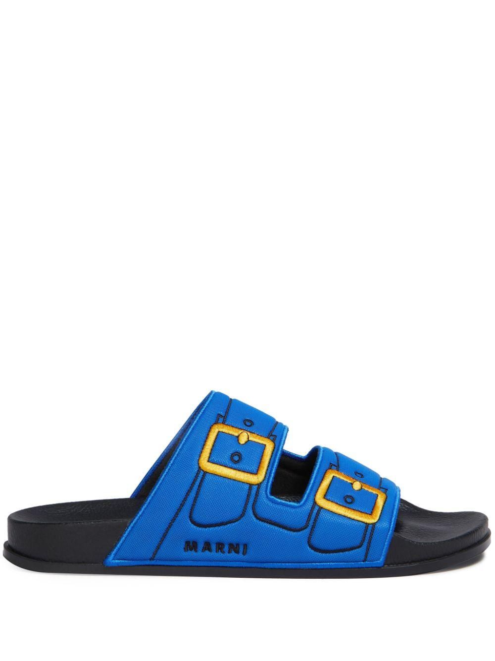 サンダル MARNI Men Sandals SBMR000600 P412200V58 Green Marni Green Fussbett Crisscross Sandals Marni