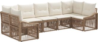 vidaXL Conjunto De Sof&aacute;s De Jard&iacute;n 7 Uds. 7-n&uacute;mero De Plazas Beige Vidaxl