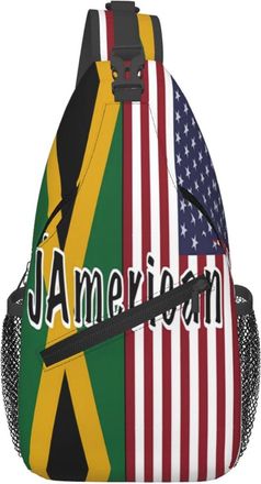 Generic Jamaican Roots And American Flag Cross Body Bag Anti Theft Chest Bag Trendy Fanny Pack For Traveling Sports Outdoors