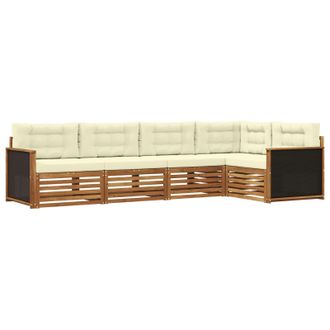 vidaXL Conjunto De Sof&aacute;s De Exterior 5 Pcs Natural Y Crema Vidaxl