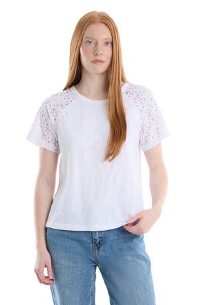 Wilt Lace Raglan Sleeve Tee in White at Nordstrom, Size X-Small