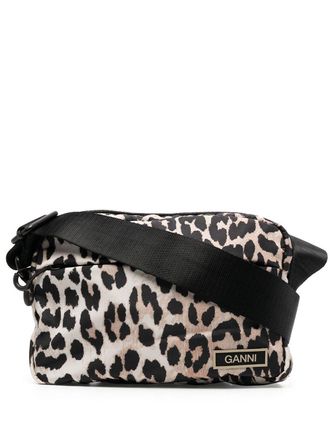 Ganni Festival leopard-print crossbody bag - women - Recycled Polyester/Recycled Polyester - OS - Black